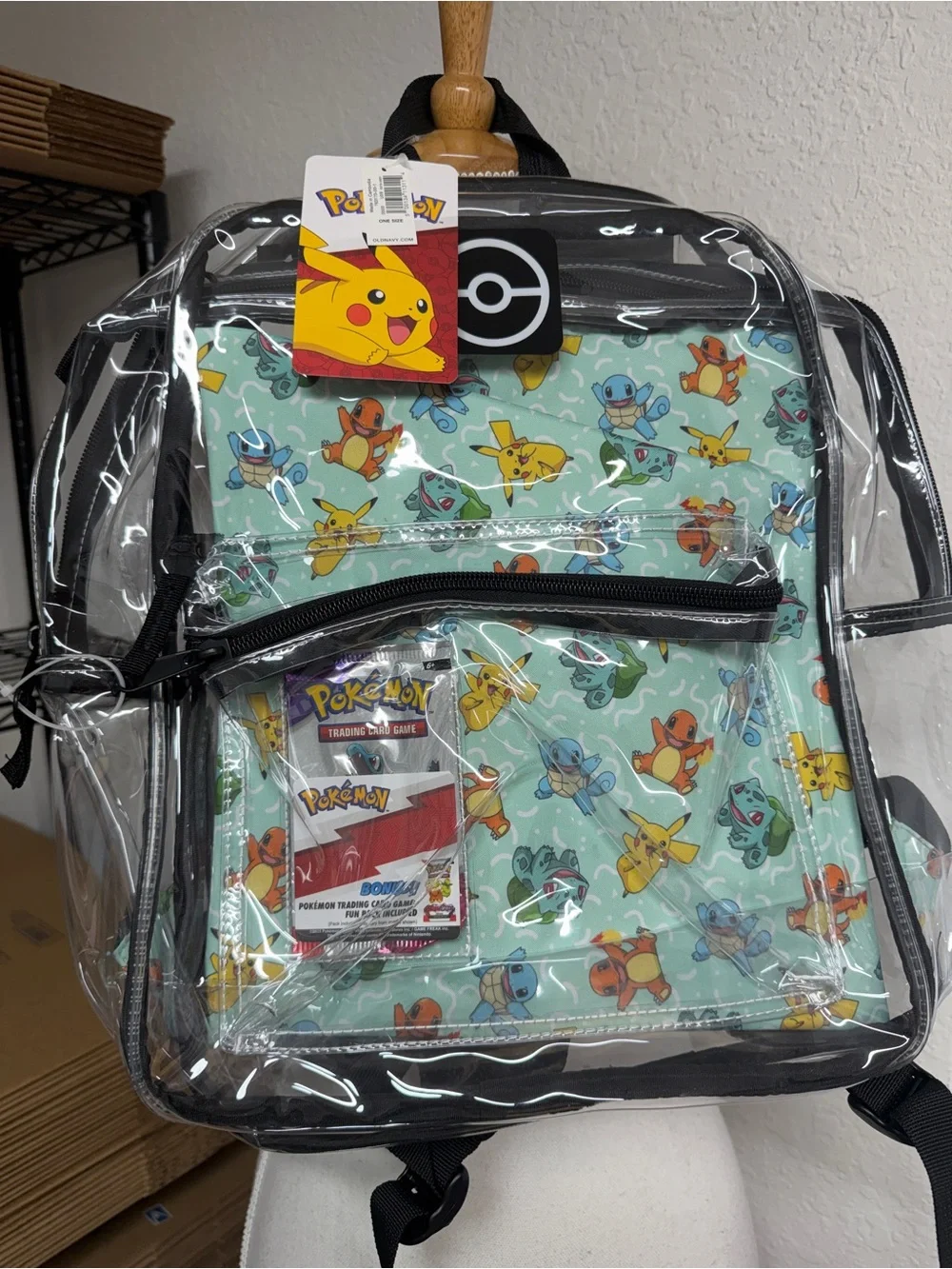 POKÉMON BIOWORLD CLEAR SCHOOL BACKPACK TRADING CARD GAME BONUS SOFT PENCIL CASE